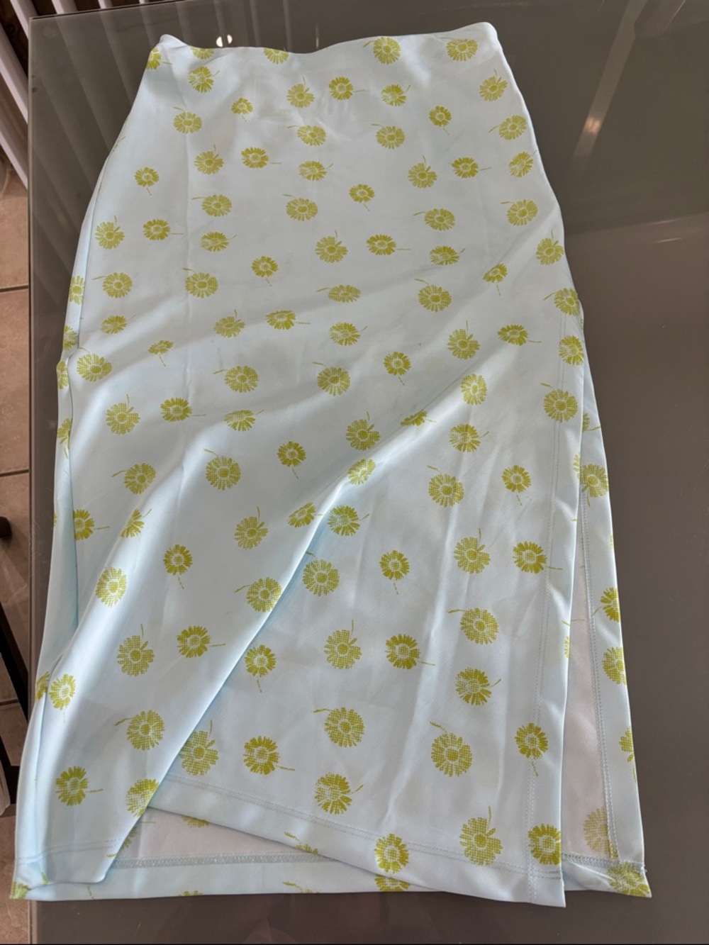 Light Blue Floral Wrap Skirt